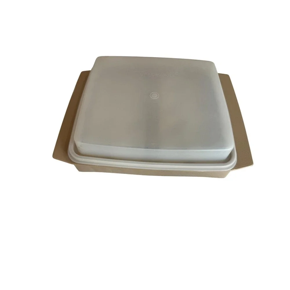 Tupperware Deviled Egg Keeper Vintage 723 Tan White 16 Slot  Retro MCM